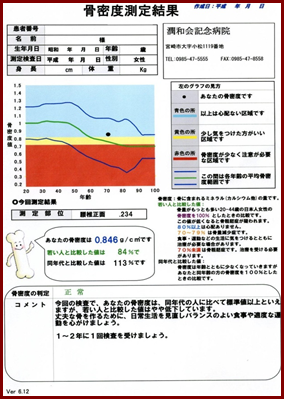 骨密度測定検査結果　画像